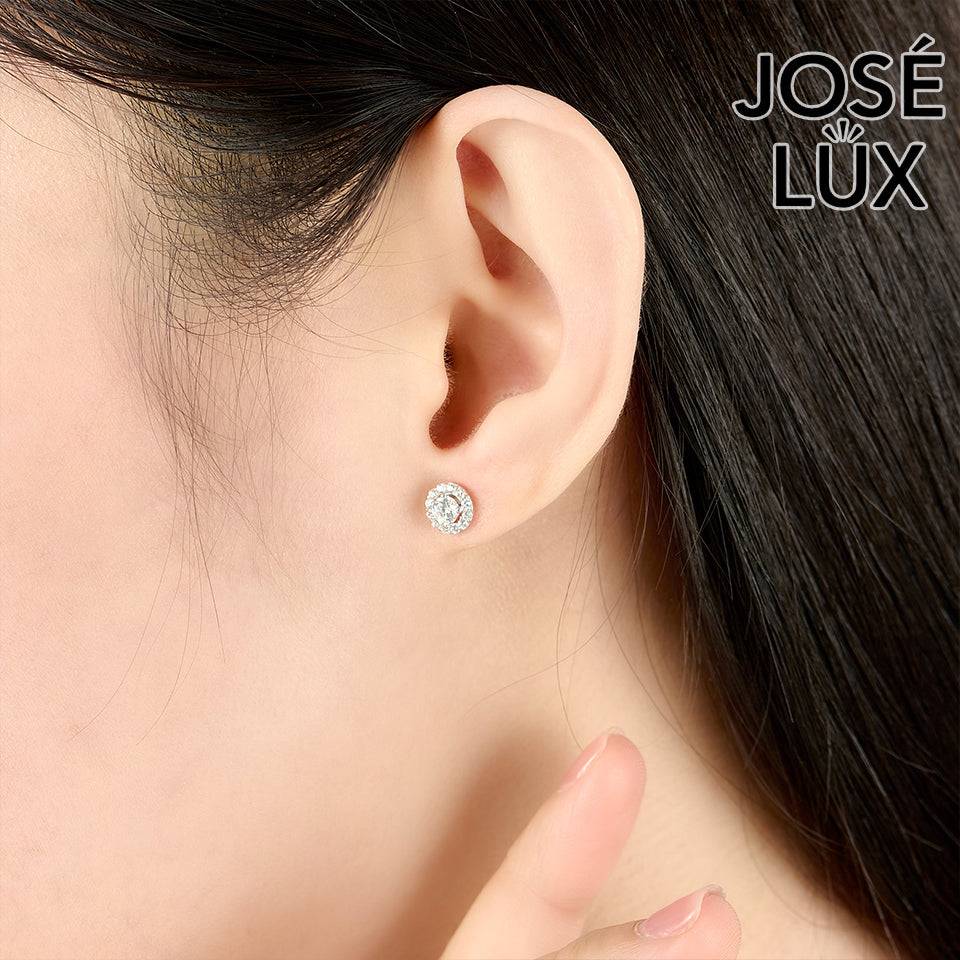 Handmade Pave Halo CZ Stud Earrings — 925 Sterling Silver, Rhodium Plated White Gold Finish, Swiss CZ