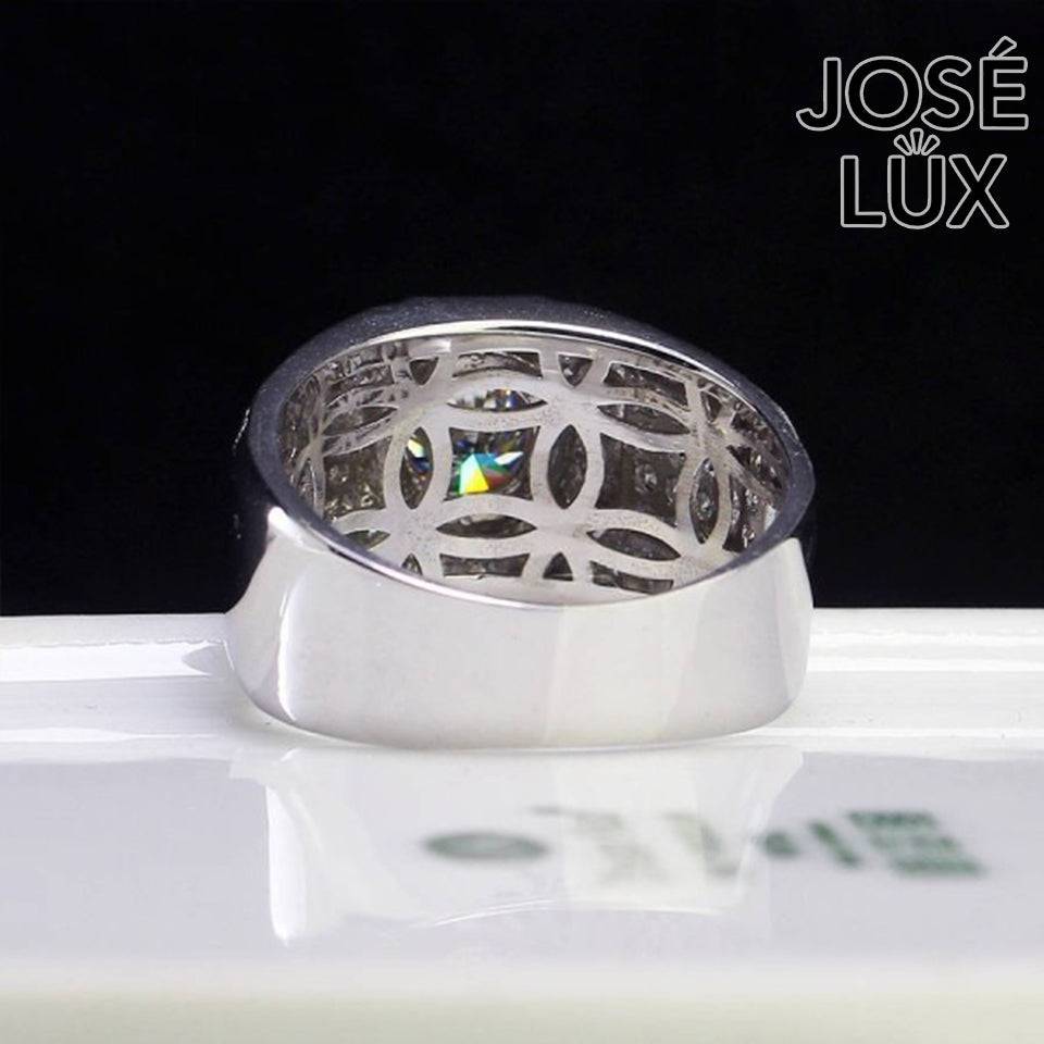 Handmade Men's Bezel Set Ring — 925 Sterling Silver, Rhodium Plated White Gold Finish, GRA Moissanite