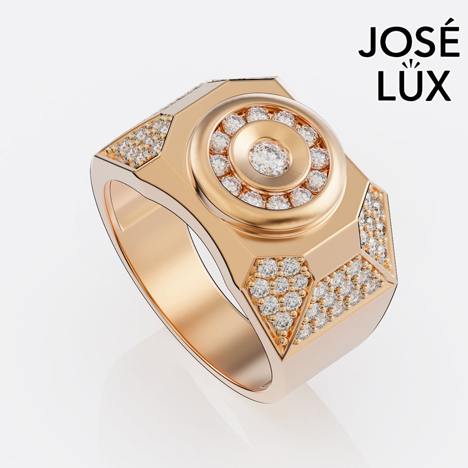 Handmade Moissanite Octagon Halo Signet Ring — 10K & 14K Gold, GRA Certified Moissanite Center