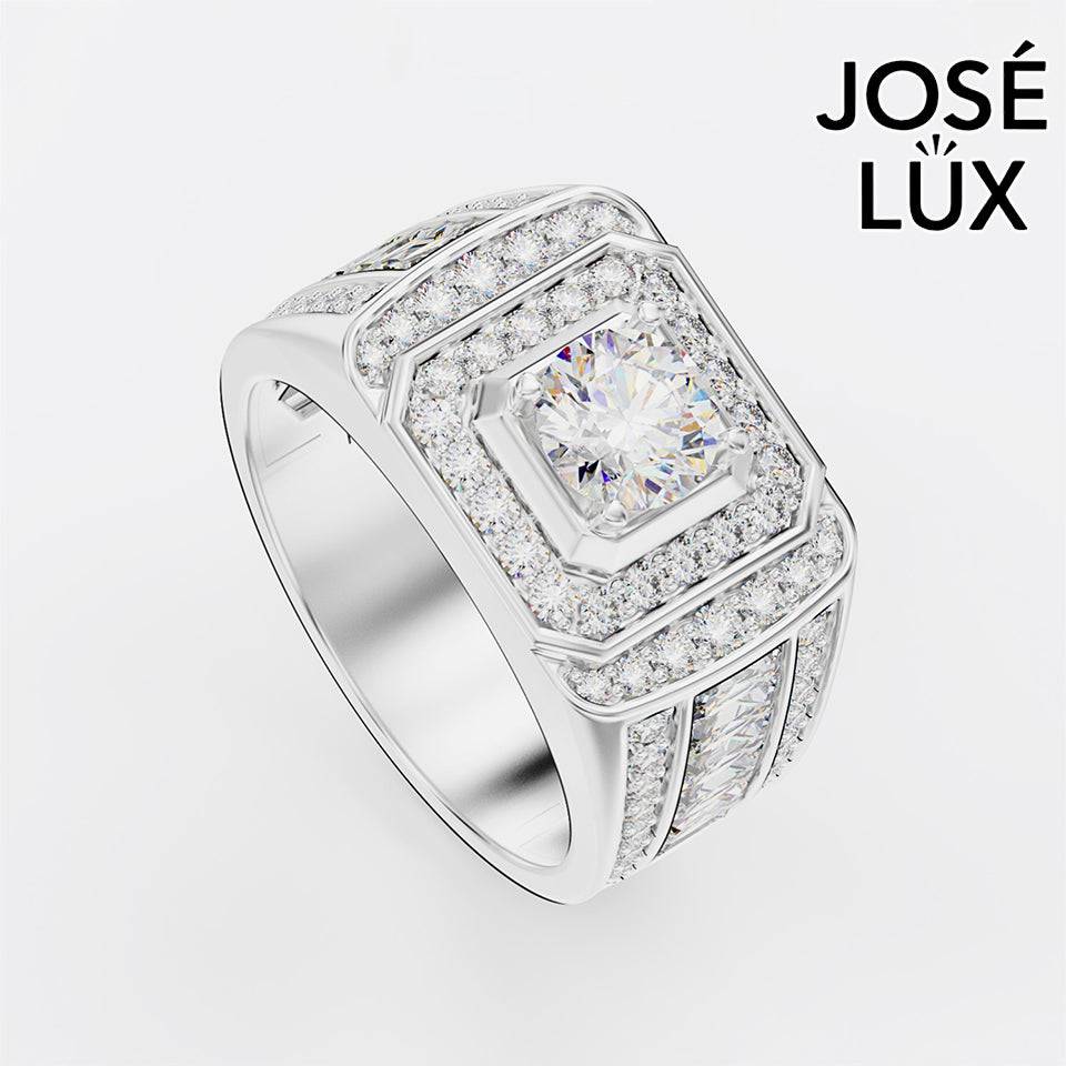 Handmade Moissanite Baguette Halo Ring — 10K & 14K Gold, GRA Certified Moissanite Center