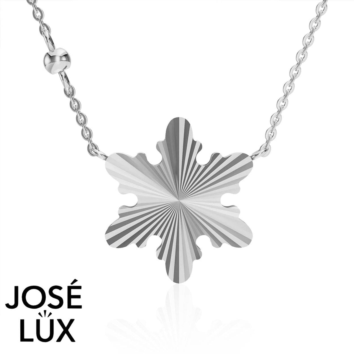 Handmade Women’s 10K White Gold Snowflake Necklace — Twinkle Snow CZ, 18 Inches