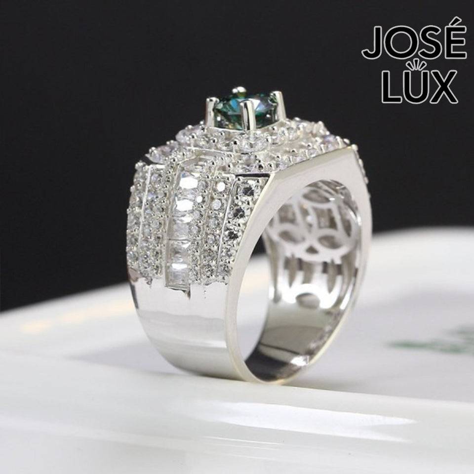 Handmade Men’s Iced Out Cluster Ring — 925 Sterling Silver, Rhodium Plated White Gold Finish, GRA Moissanite