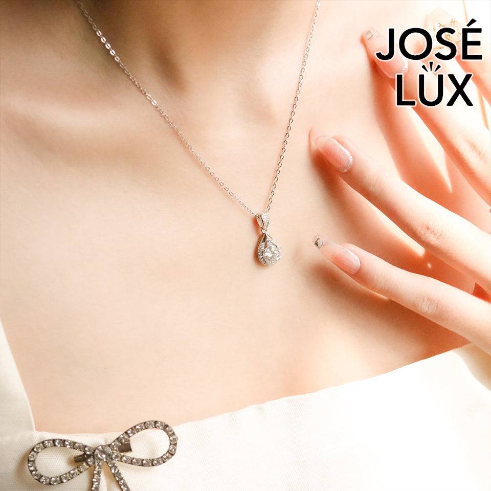 Handmade Teardrop Halo Moissanite Pendant Necklace — 925 Sterling Silver, Rhodium Plated White Gold Finish, GRA Moissanite