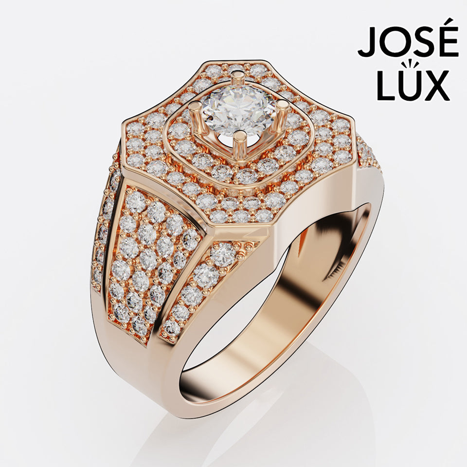 Handmade Moissanite Double Halo Ring — 10K & 14K Gold, GRA Certified Moissanite Center