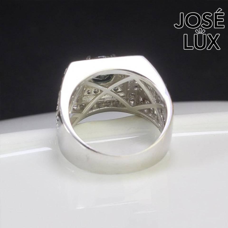 Handmade Men’s Double Square Halo Ring — 925 Sterling Silver, Rhodium Plated White Gold Finish, GRA Moissanite