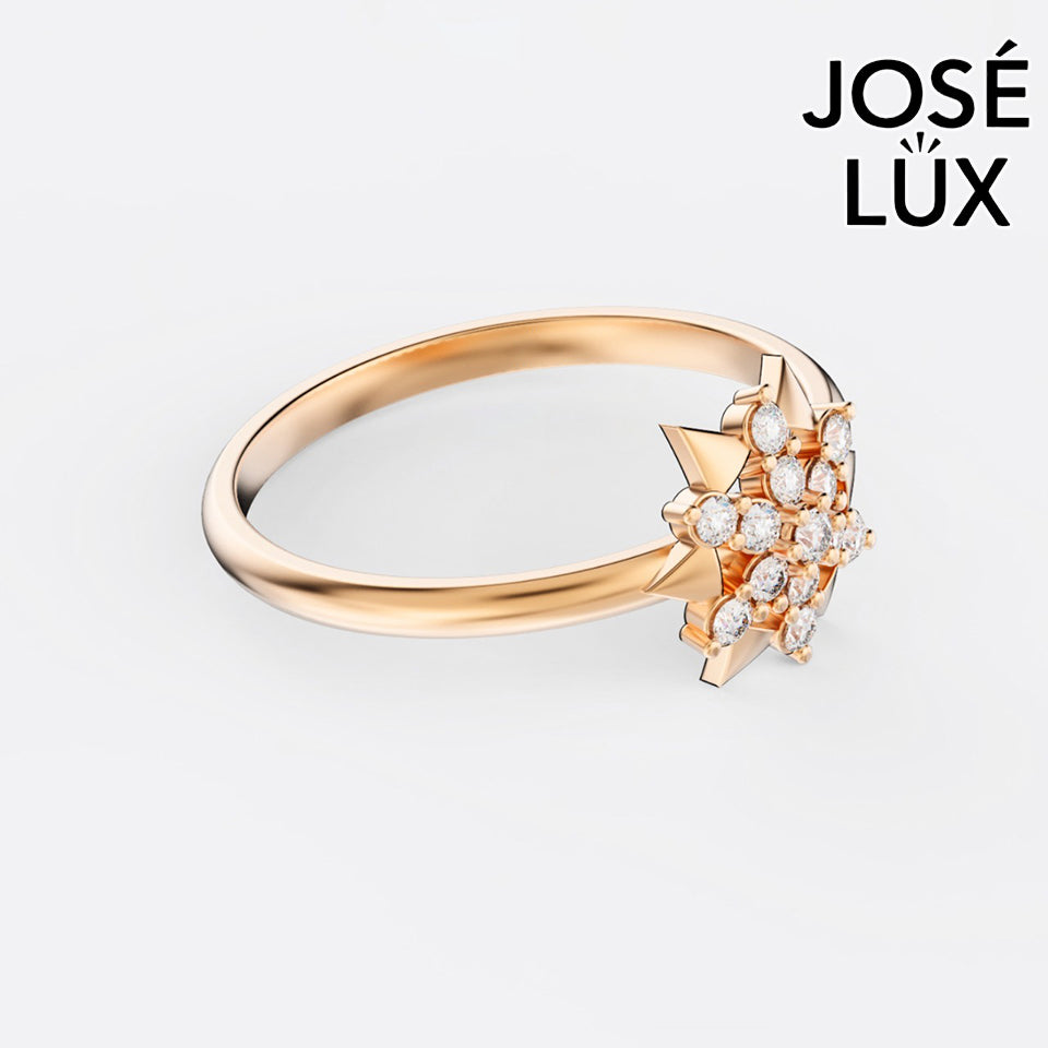 Handmade Moissanite Star Cluster Ring — 10K & 14K Gold, GRA Certified Moissanite