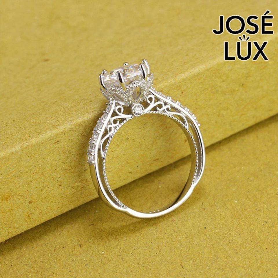 Handmade Vintage Filigree Hidden Halo Ring — 925 Sterling Silver, Rhodium Plated White Gold Finish, GRA Moissanite 2ct