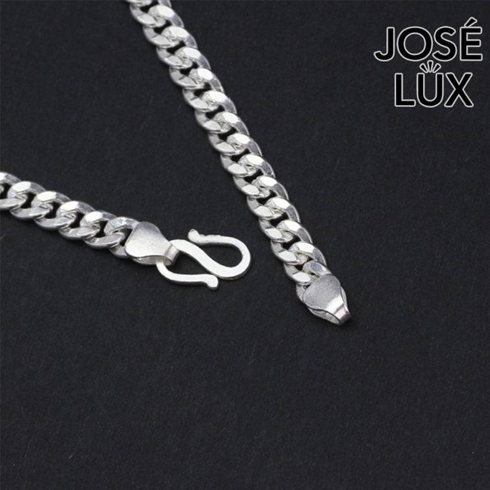 Handmade Cuban Link Chain Necklace for Men — 925 Sterling Silver, Rhodium Plated White Gold Finish, Handcrafted Clasp