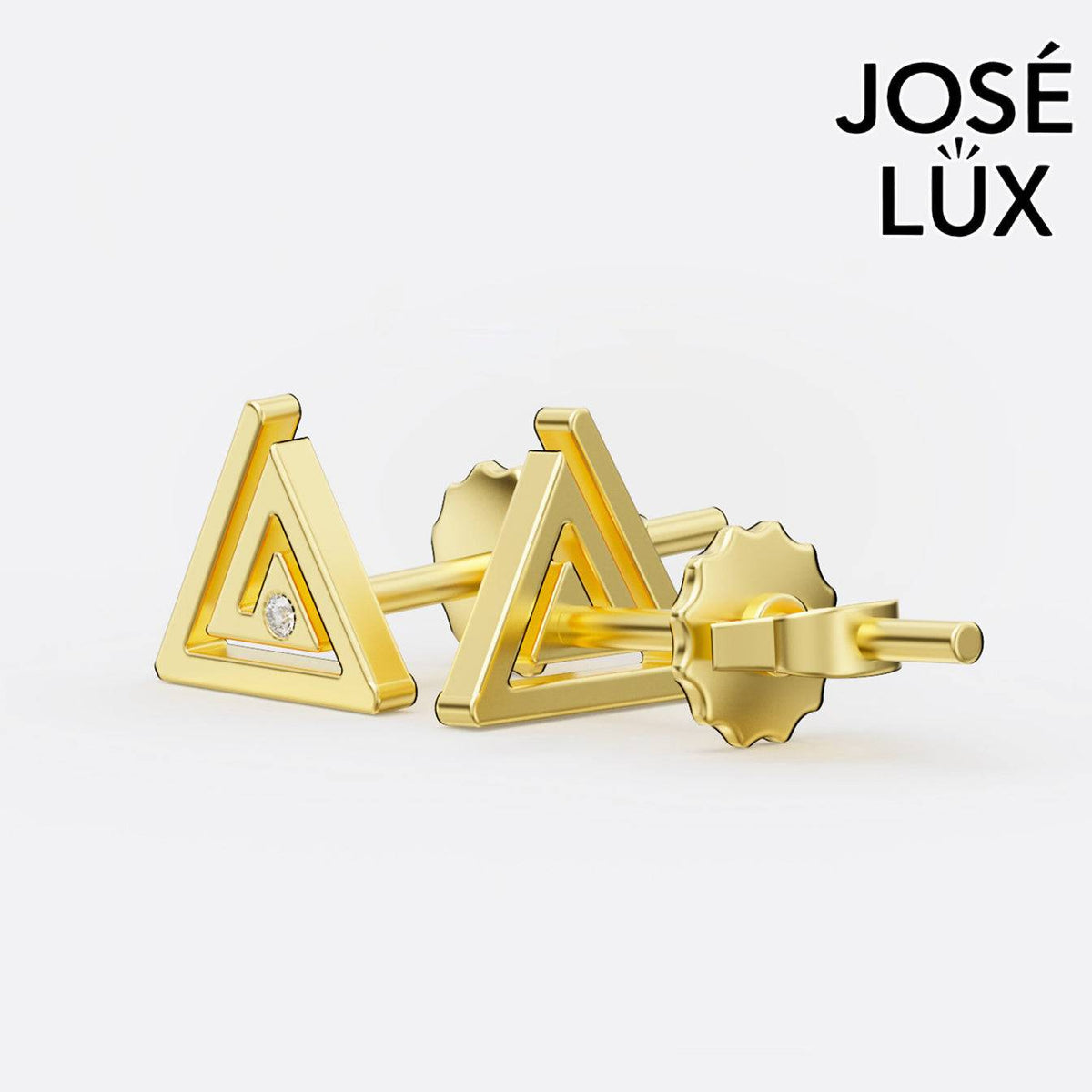 Handmade Men’s Triangle Stud Earrings – 10K & 14K Gold Moissanite (Single or Pair)