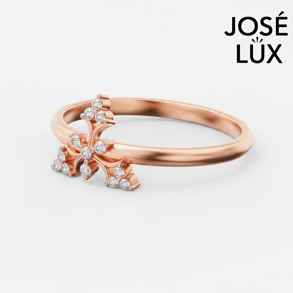 Handmade Moissanite Starburst Cluster Ring — 10K & 14K Gold, GRA Certified Moissanite
