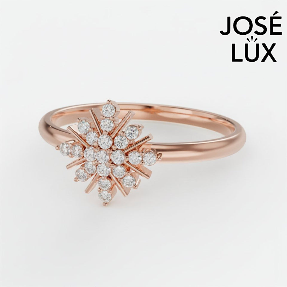 Handmade Moissanite Snowflake Ring — 10K & 14K Gold, GRA Certified Moissanite