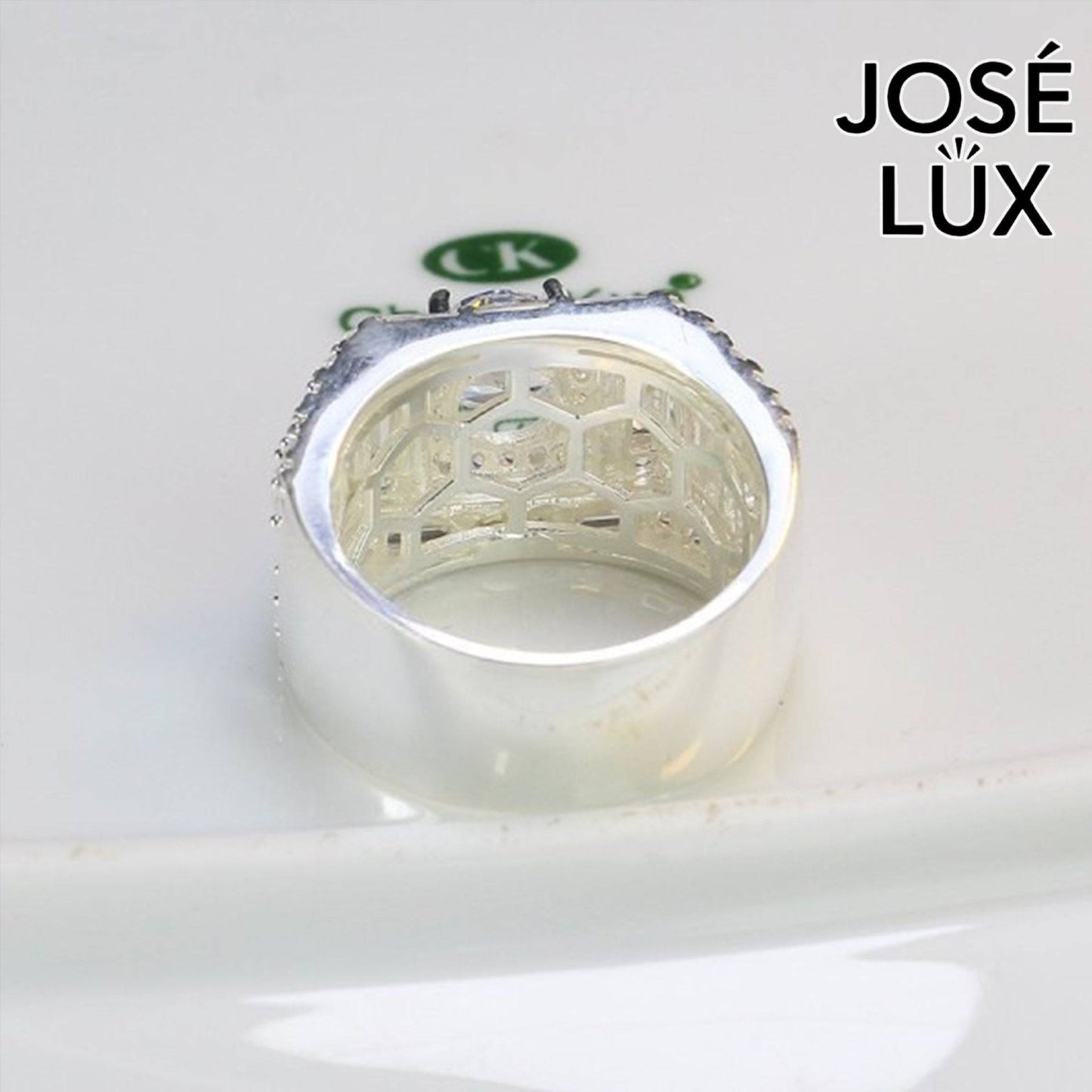 Handmade Men’s Wide-Band Baguette CZ Ring — 925 Sterling Silver, Rhodium Plated White Gold Finish, Swiss-Certified CZ