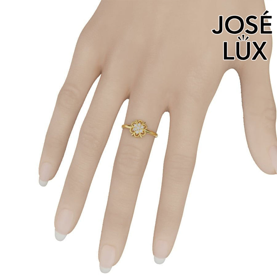Handmade Vintage Moissanite Flower Cluster Ring — 10K & 14K Gold, GRA Certified Moissanite