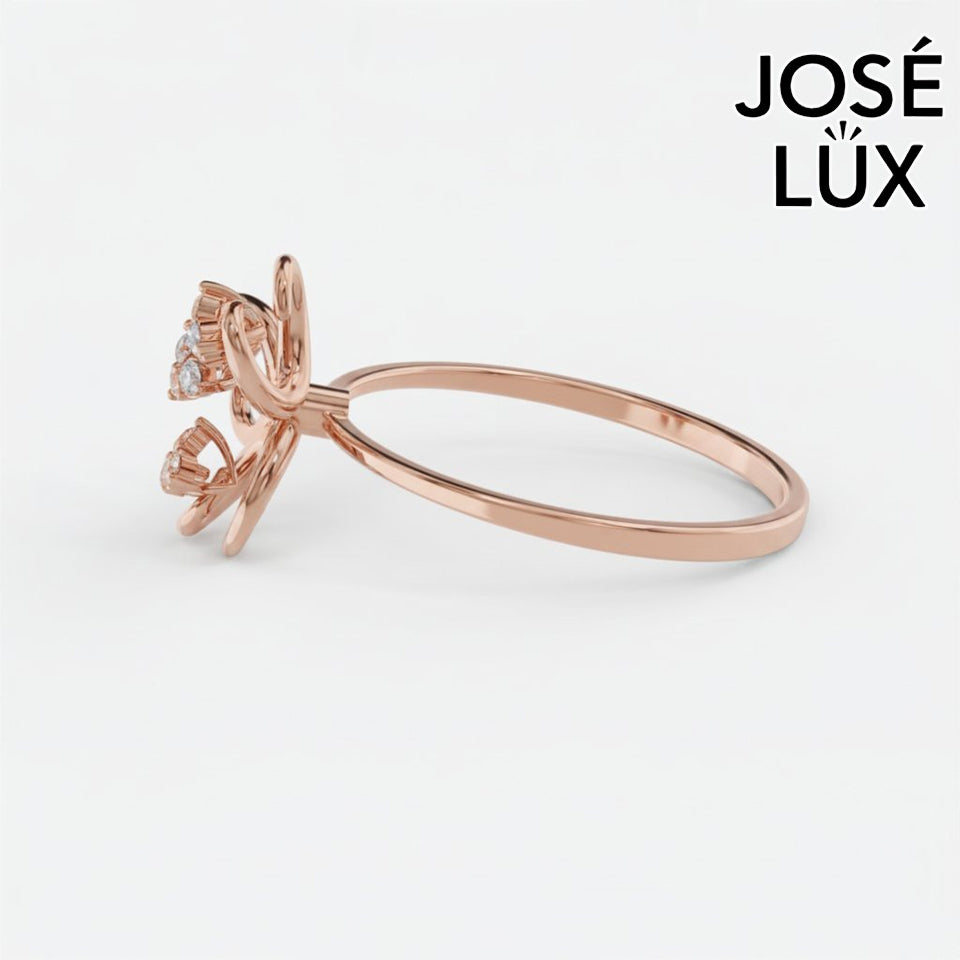 Handmade Moissanite Swirl Ring — 10K & 14K Gold, GRA Certified Moissanite