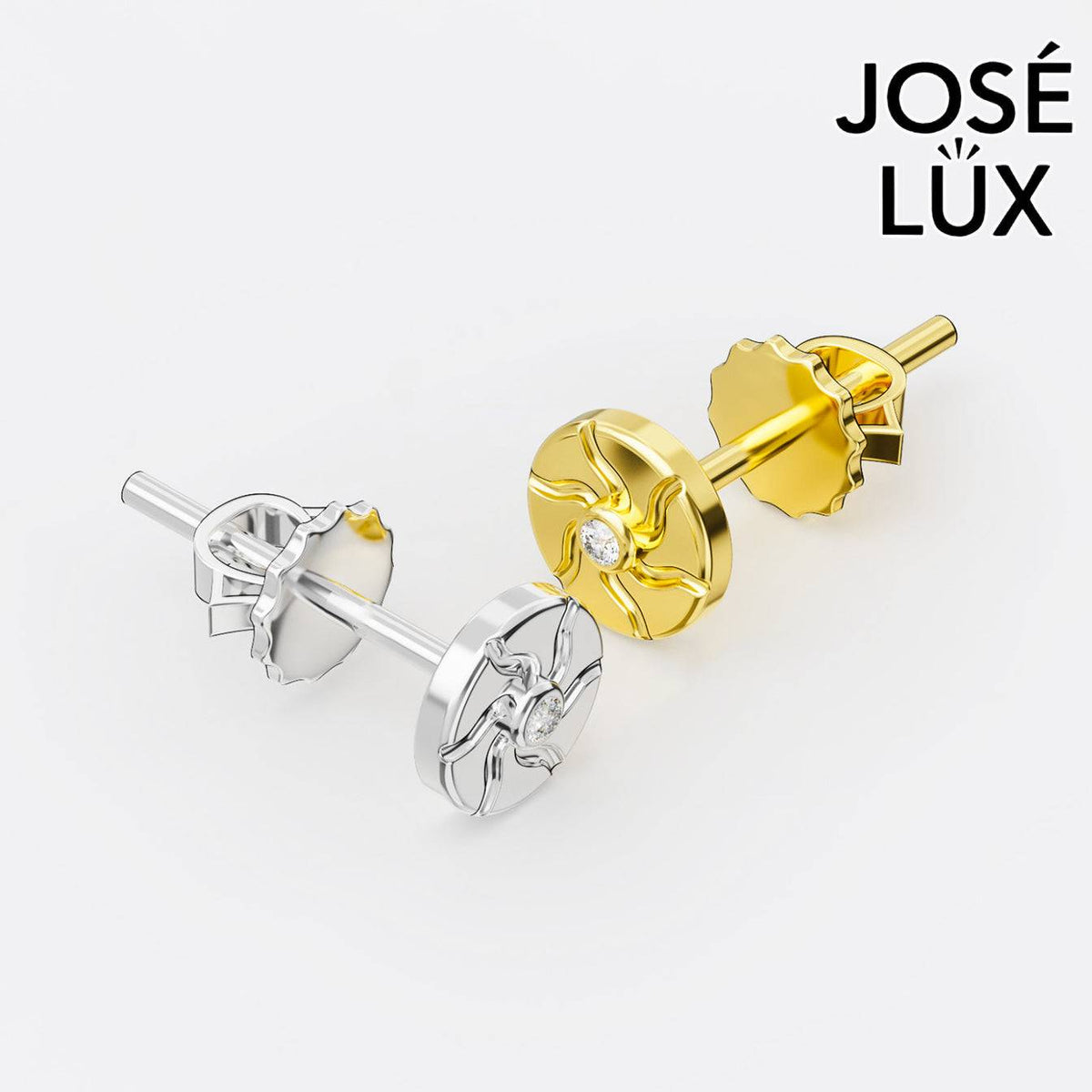 Handmade Men’s Sun Stud Earrings – 10K & 14K Gold Moissanite (Single or Pair)