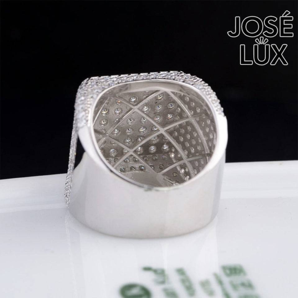 Handmade Men's Square Cluster Ring — 925 Sterling Silver, Rhodium Plated White Gold Finish, GRA Moissanite