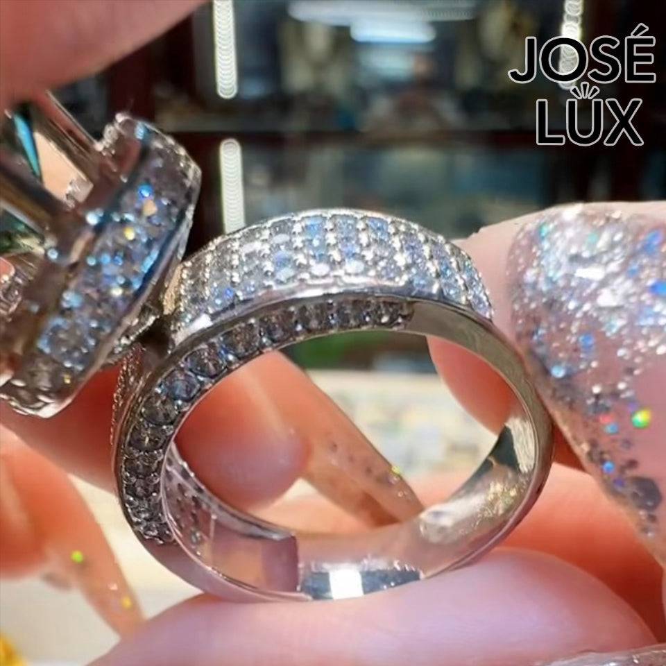 Handmade Green Moissanite Halo Ring — 925 Sterling Silver, Rhodium Plated White Gold Finish, GRA Moissanite