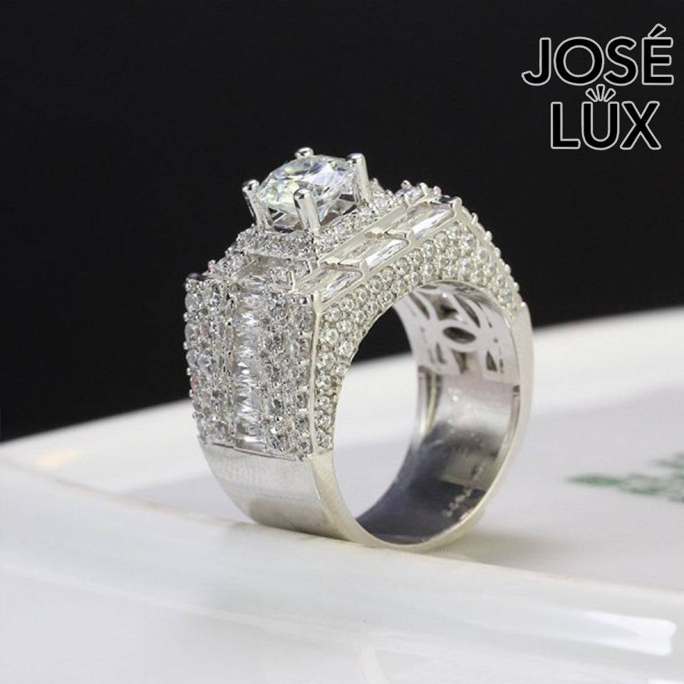 Handmade Men's Iced Out Moissanite Baguette Cluster Ring — 925 Sterling Silver, Rhodium Plated White Gold Finish, GRA Moissanite