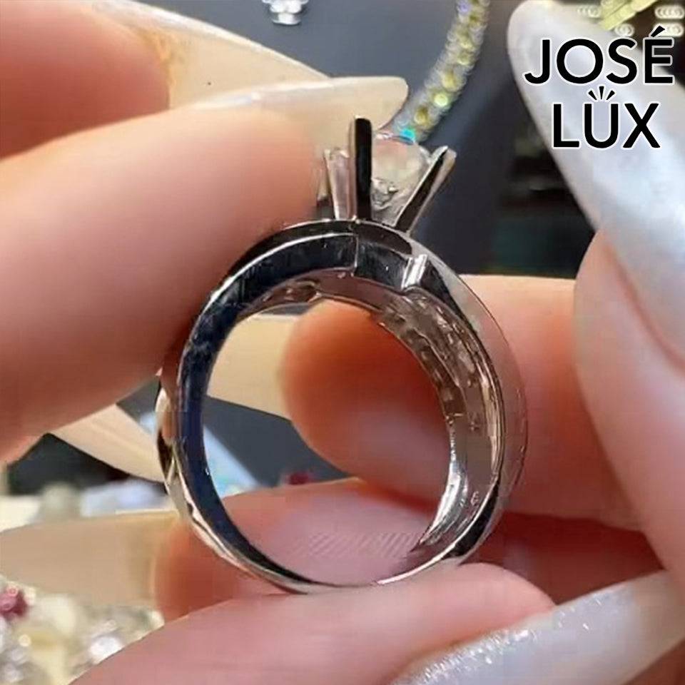 Handmade Channel Set Moissanite Ring — 925 Sterling Silver, Rhodium Plated White Gold Finish, GRA Moissanite
