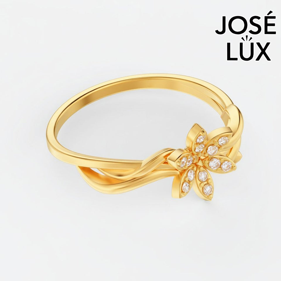 Handmade Moissanite Flower Vine Ring — 10K & 14K Gold, GRA Certified Moissanite