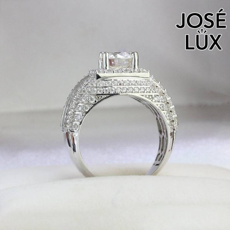 Handmade Men's Moissanite Domed Baguette Wide Band Ring — 925 Sterling Silver, Rhodium Plated White Gold Finish, GRA Moissanite