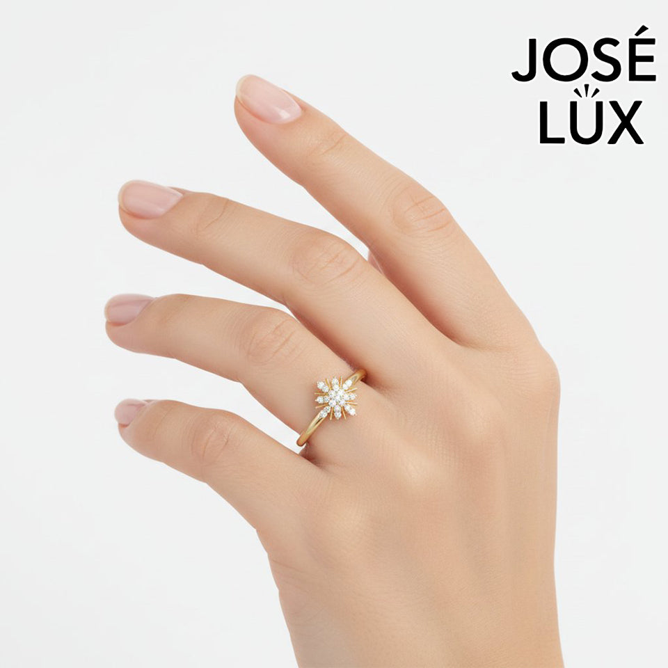 Handmade Moissanite Snowflake Ring — 10K & 14K Gold, GRA Certified Moissanite