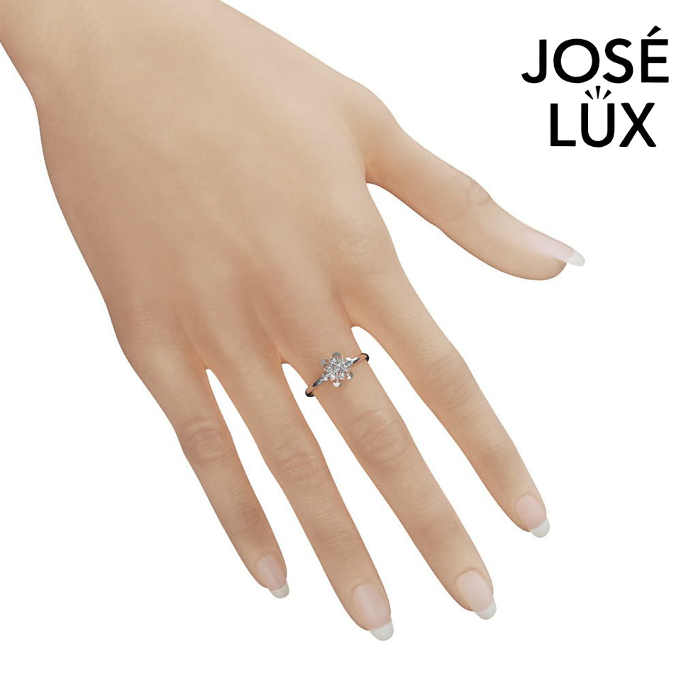 Handmade Moissanite Compass Flower Ring — 10K & 14K Gold, GRA Certified Moissanite