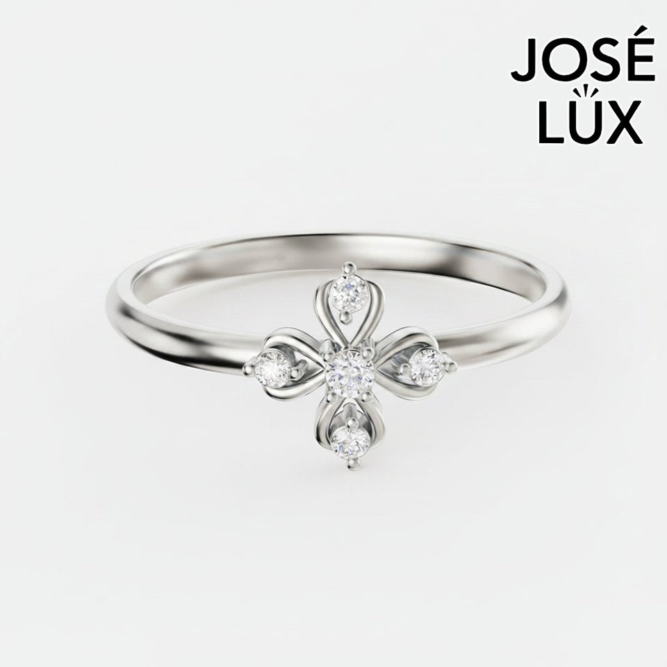 Handmade Moissanite Four Leaf Clover Ring — 10K & 14K Gold, GRA Certified Moissanite