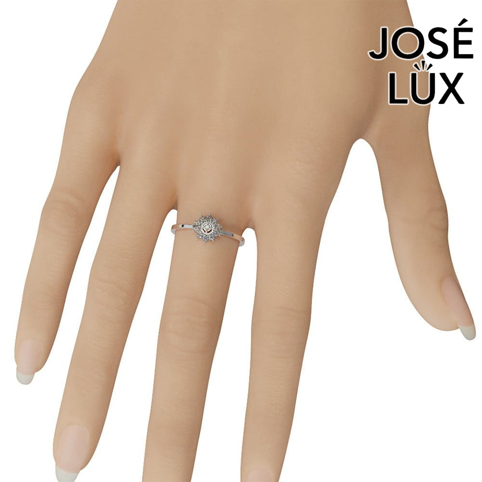 Handmade Moissanite Halo Cluster Ring — 10K & 14K Gold, GRA Certified Moissanite