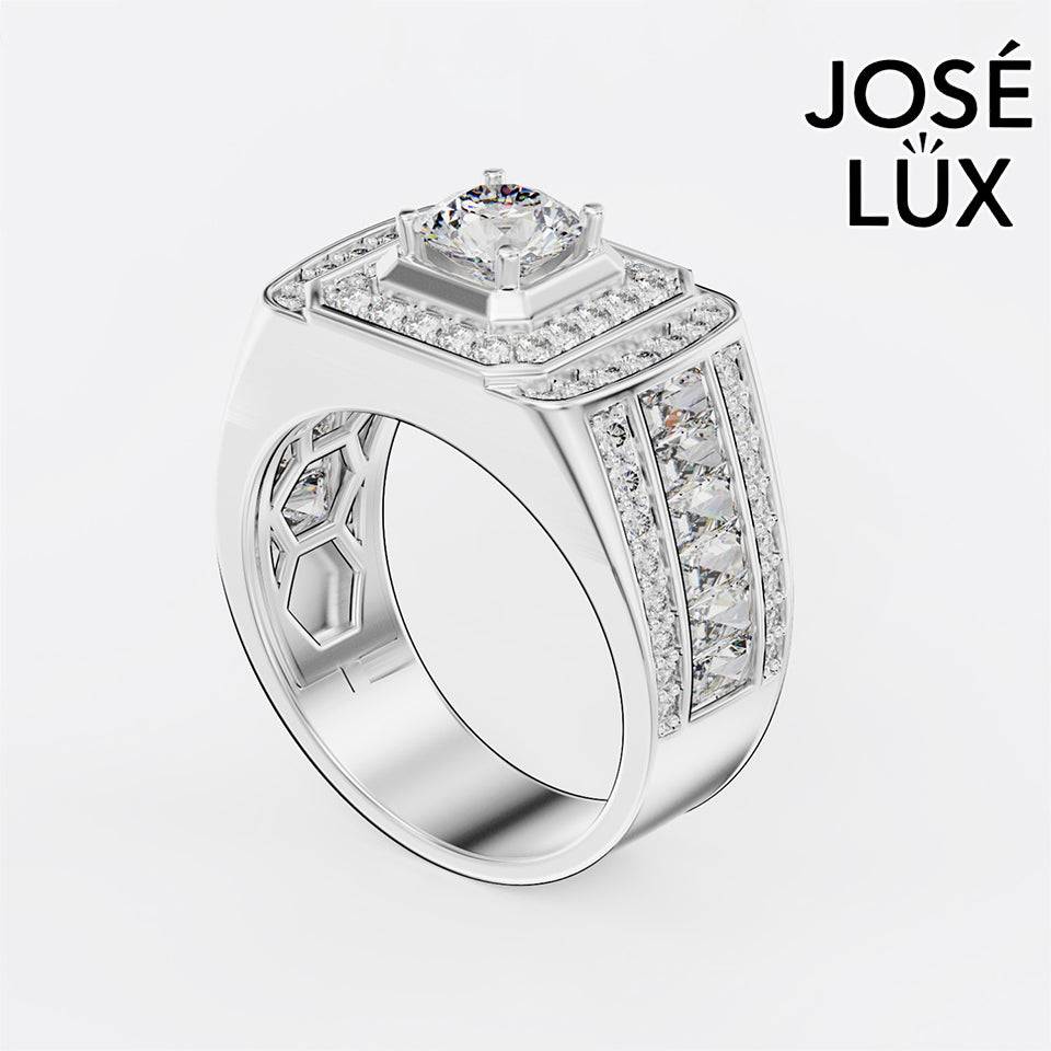 Handmade Moissanite Baguette Halo Ring — 10K & 14K Gold, GRA Certified Moissanite Center