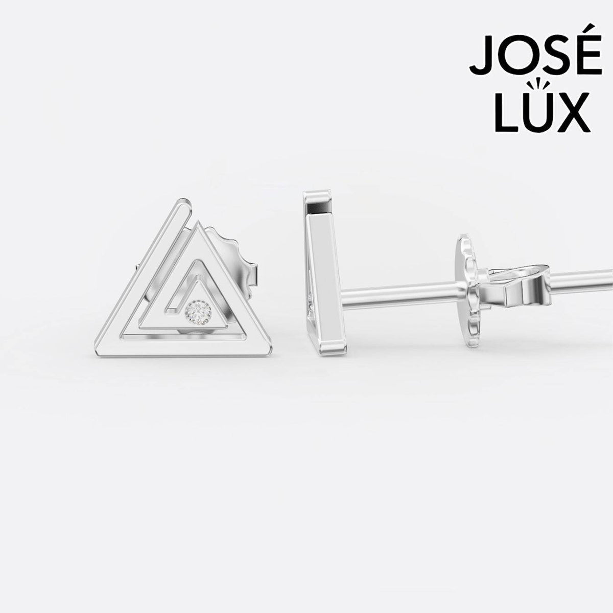 Handmade Men’s Triangle Stud Earrings – 10K & 14K Gold Moissanite (Single or Pair)