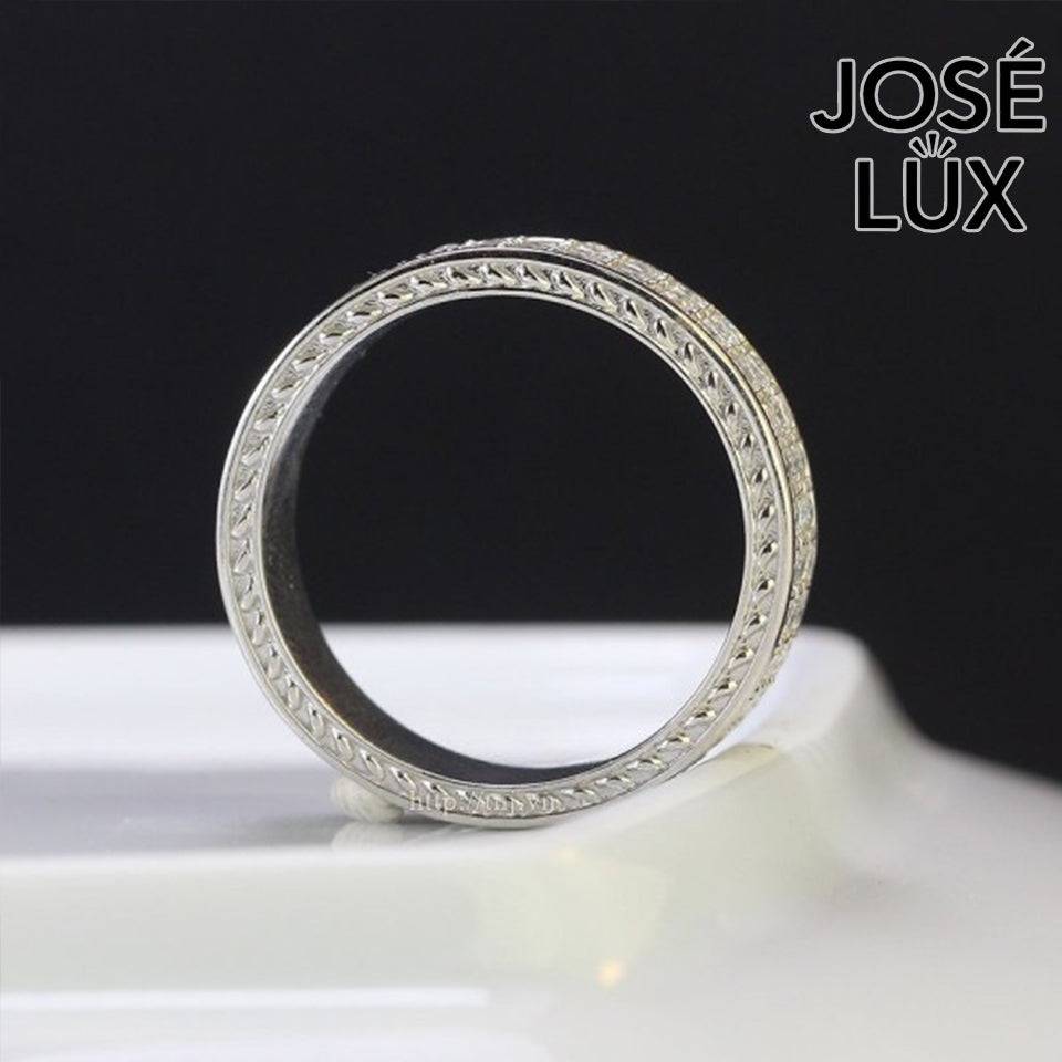 Handmade Men's Wide Pavé Band Ring — 925 Sterling Silver, Rhodium Plated White Gold Finish, GRA Moissanite