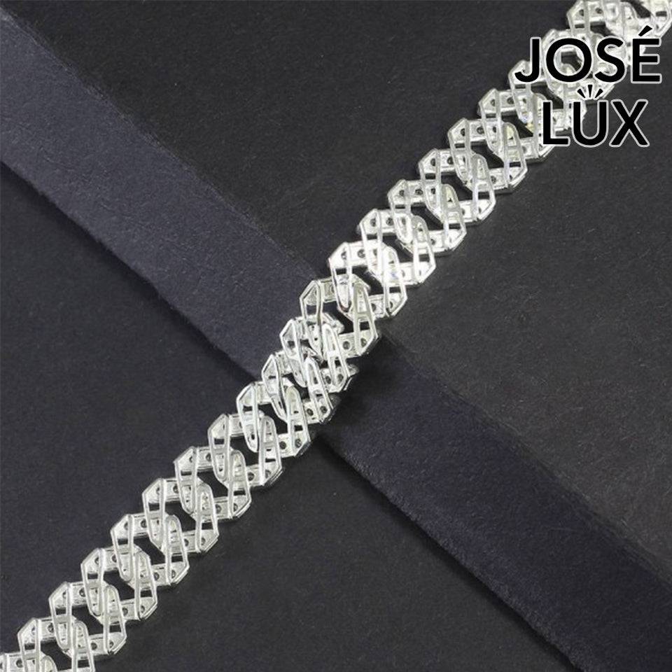 Handmade Miami Cuban Link Bracelet for Men — 9mm, 925 Sterling Silver, Swiss CZ Pavé, Rhodium Plated White Gold Finish