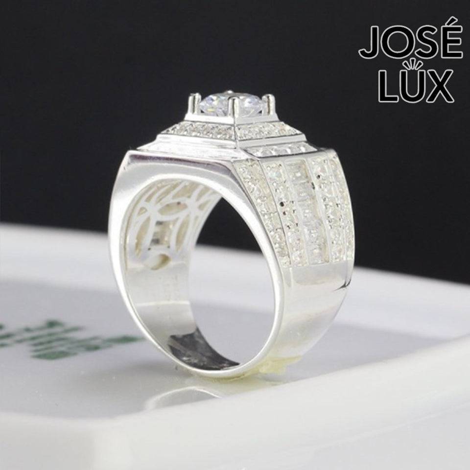 Handmade Men’s Iced Out CZ Ring — 925 Sterling Silver, Rhodium Plated White Gold Finish, Swiss-Certified CZ