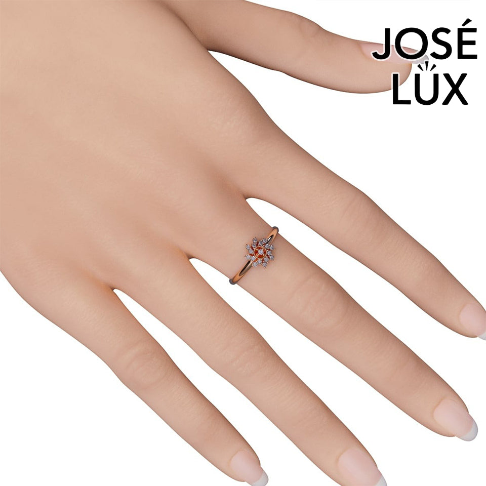 Handmade Moissanite Flower Cluster Ring — 10K & 14K Gold, GRA Certified Moissanite