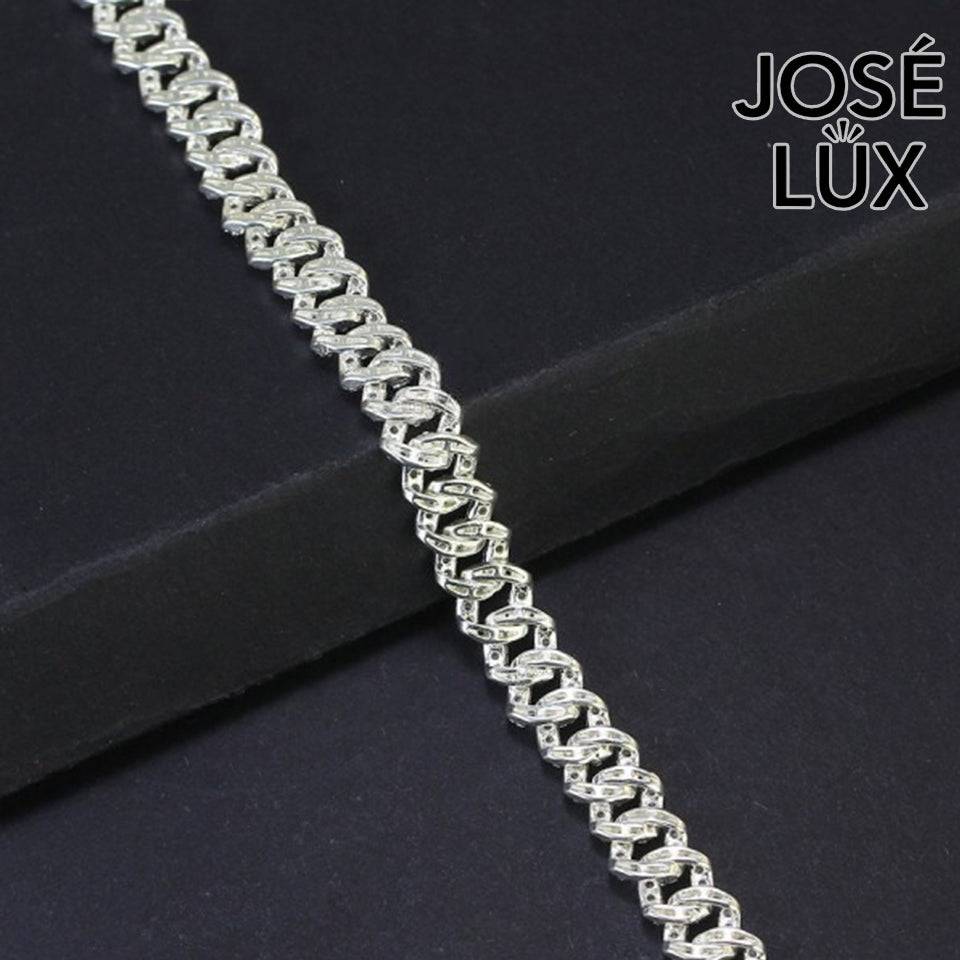 Handmade Miami Cuban Link Bracelet for Men — 6mm, 925 Sterling Silver, Pavé-Set Swiss CZ, Rhodium Plated White Gold Finish