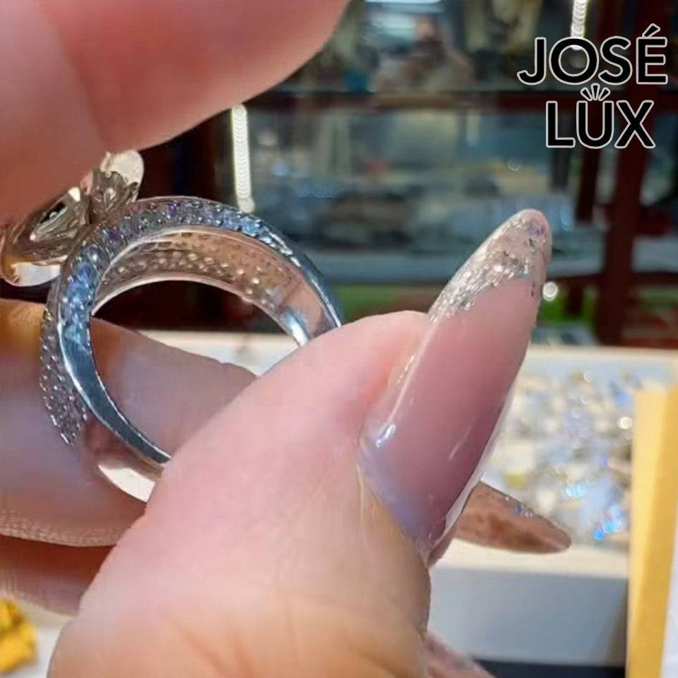 Handmade Green Moissanite Halo Ring — 925 Sterling Silver, Rhodium Plated White Gold Finish, GRA Moissanite