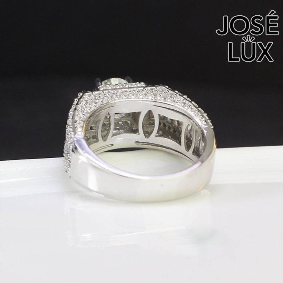 Handmade Men's Moissanite Iced-Out Wide Band Ring — 925 Sterling Silver, Rhodium Plated White Gold Finish, GRA Moissanite