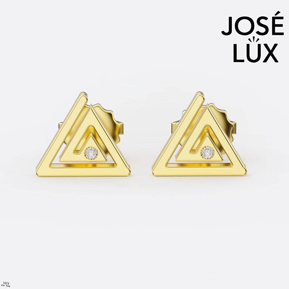 Handmade Men’s Triangle Stud Earrings – 10K & 14K Gold Moissanite (Single or Pair)