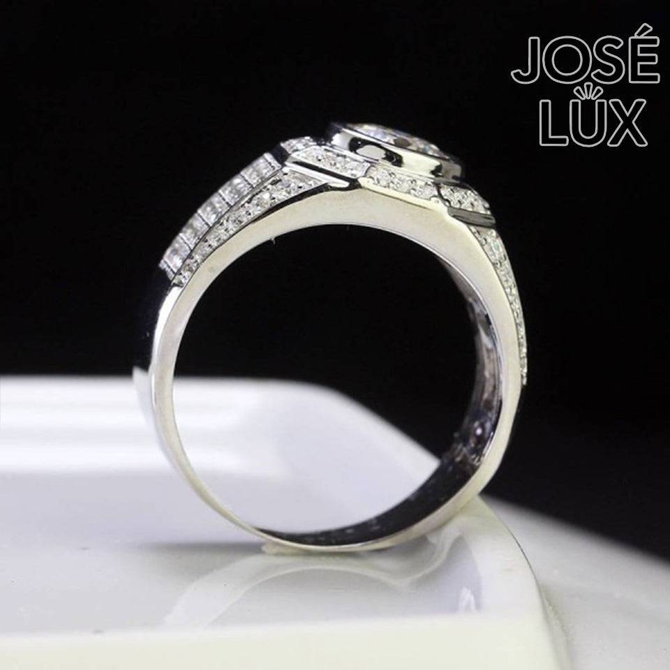 Handmade Men's Bezel Set Ring — 925 Sterling Silver, Rhodium Plated White Gold Finish, GRA Moissanite