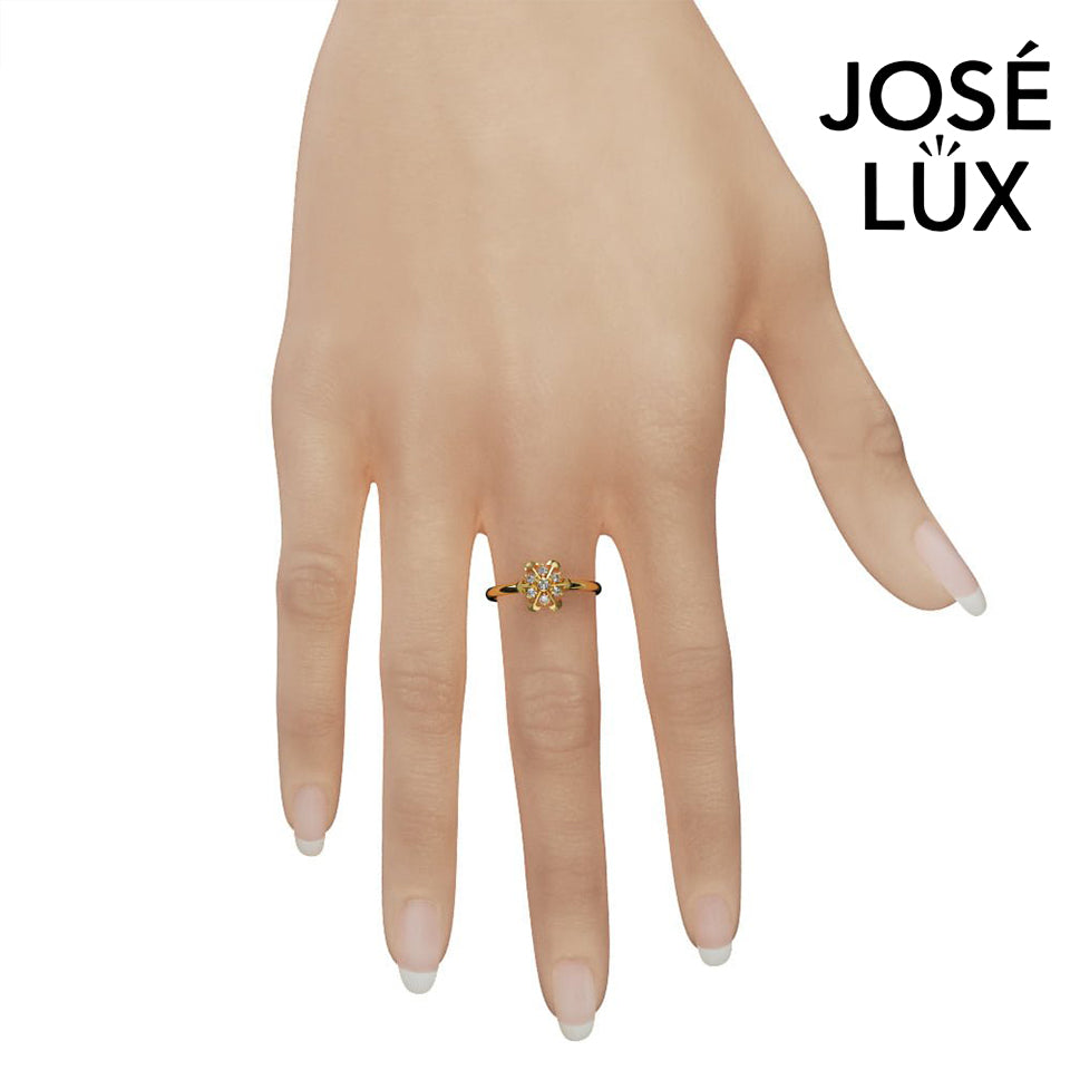 Handmade Moissanite Compass Flower Ring — 10K & 14K Gold, GRA Certified Moissanite