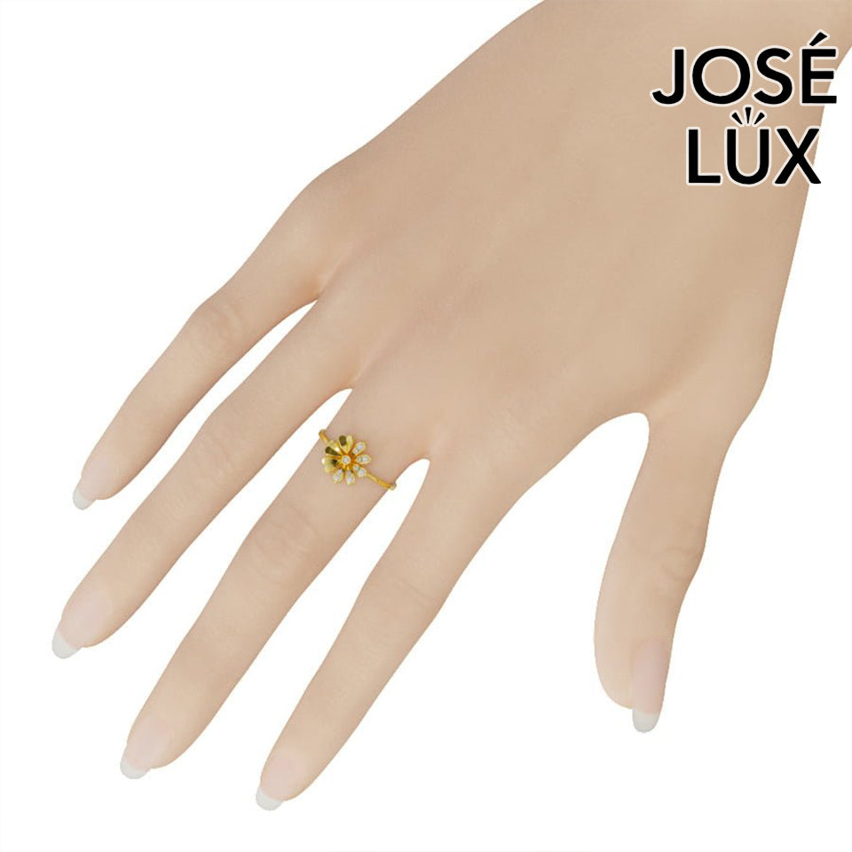Handmade Moissanite Daisy Flower Ring — 10K & 14K Gold, GRA Certified Moissanite