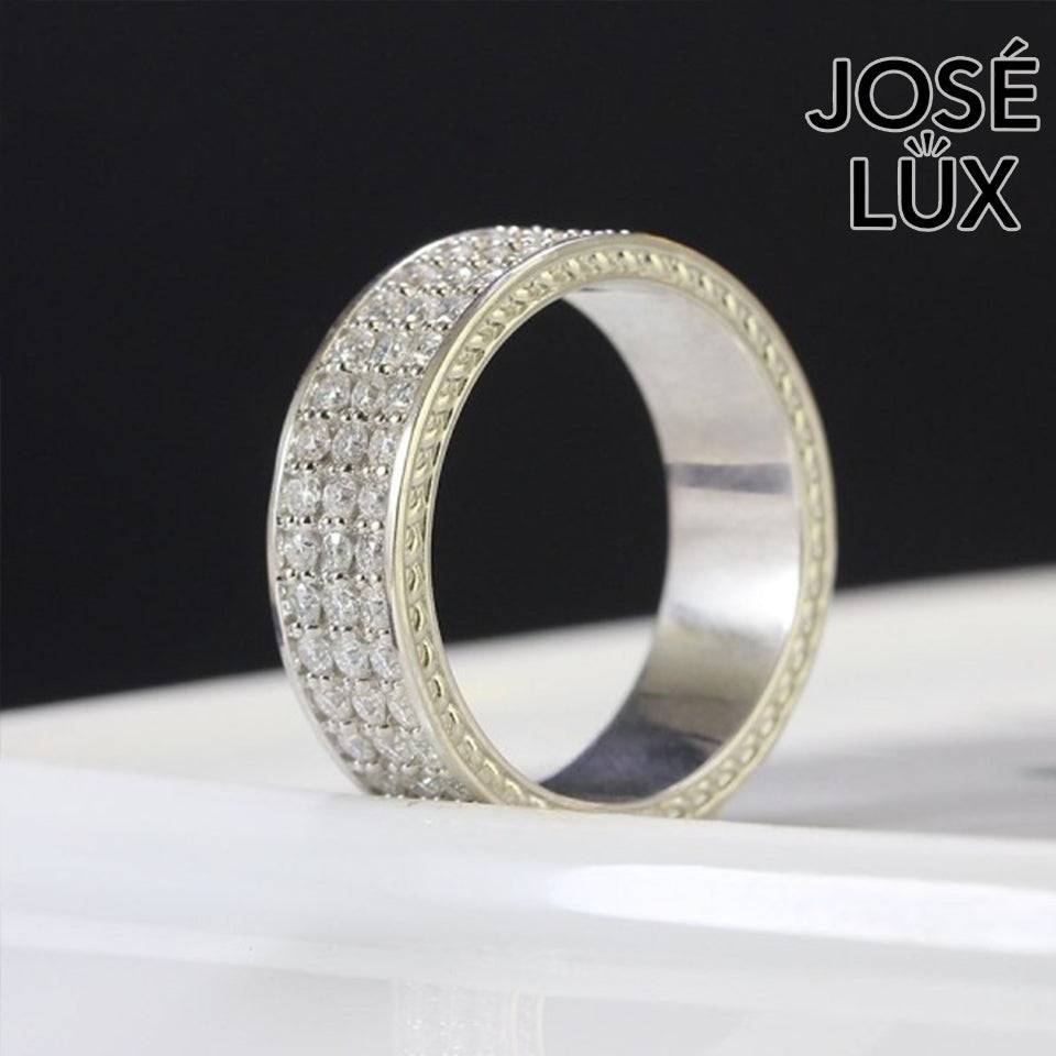 Handmade Men's Wide Pavé Band Ring — 925 Sterling Silver, Rhodium Plated White Gold Finish, GRA Moissanite