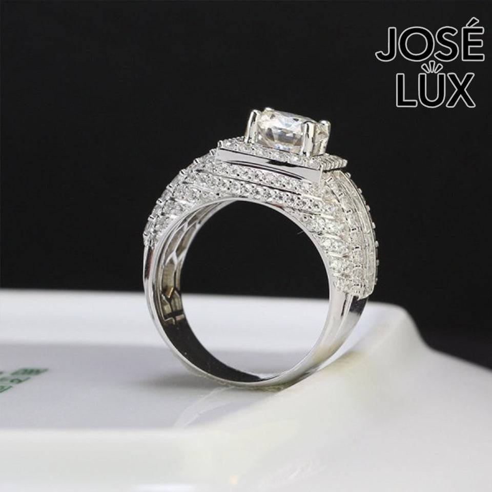 Handmade Men's Moissanite Domed Baguette Wide Band Ring — 925 Sterling Silver, Rhodium Plated White Gold Finish, GRA Moissanite