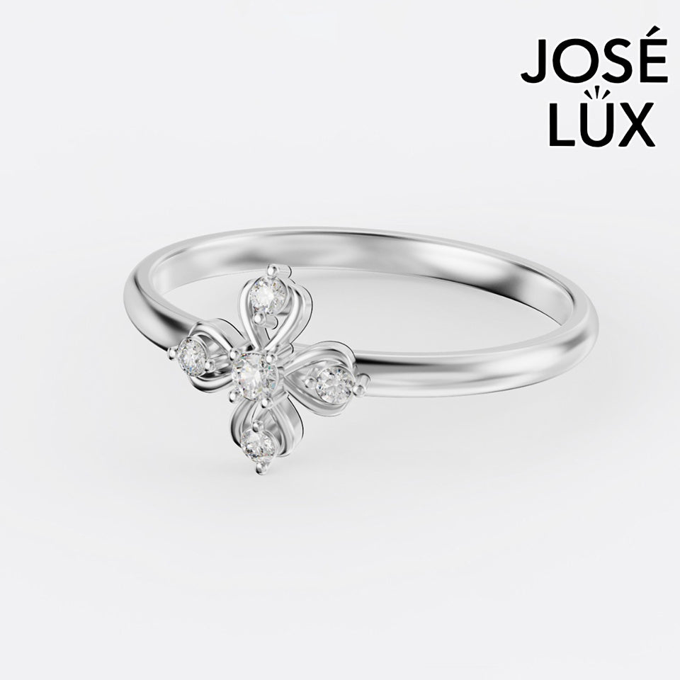 Handmade Moissanite Four Leaf Clover Ring — 10K & 14K Gold, GRA Certified Moissanite