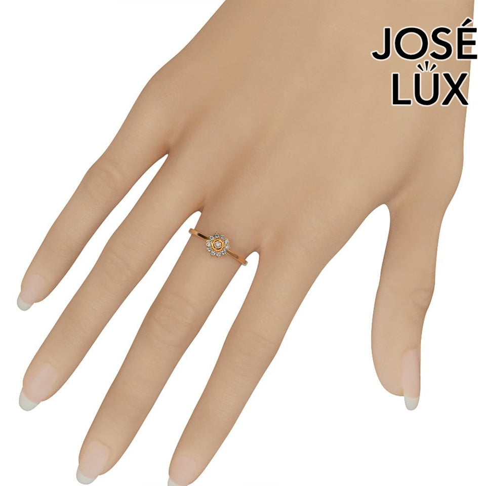 Handmade Moissanite Halo Cluster Ring — 10K & 14K Gold, GRA Certified Moissanite