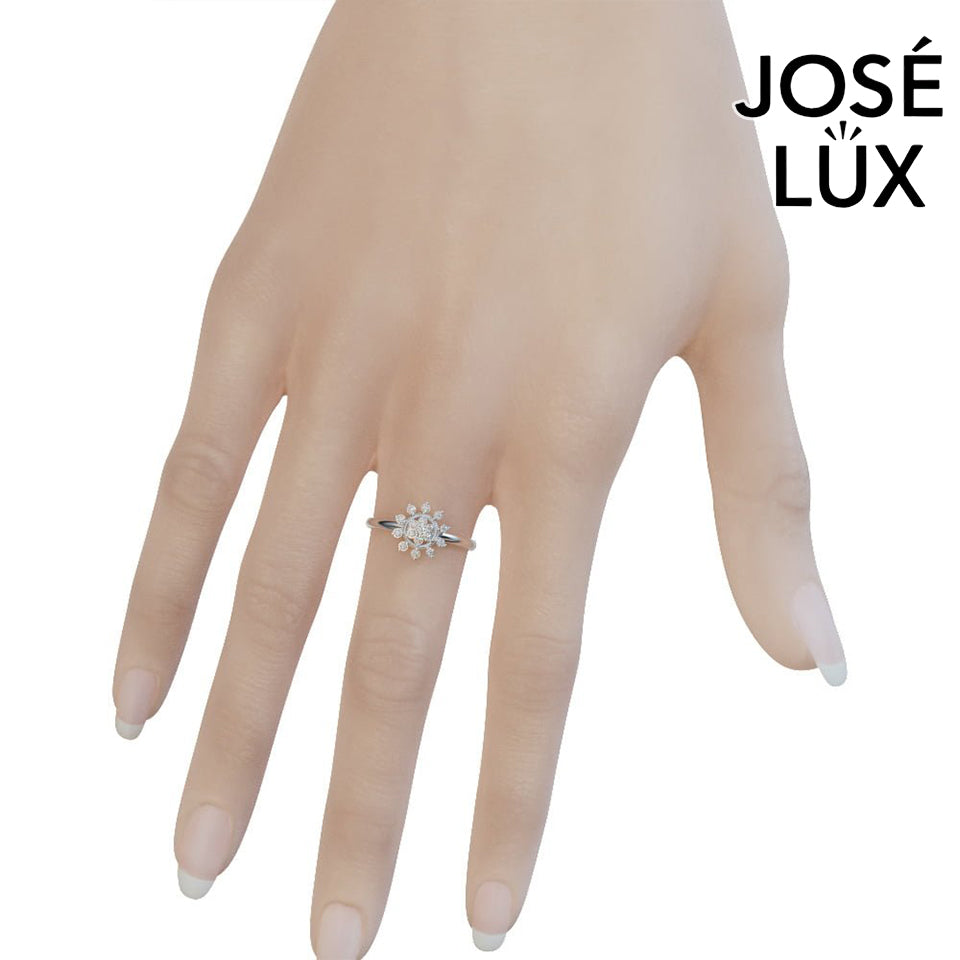 Handmade Moissanite Sunburst Cluster Ring — 10K & 14K Gold, GRA Certified Moissanite