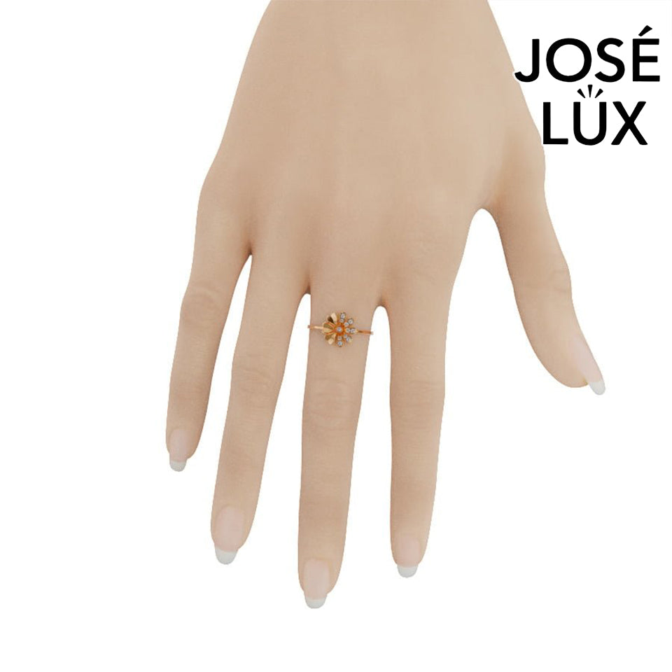 Handmade Moissanite Daisy Flower Ring — 10K & 14K Gold, GRA Certified Moissanite