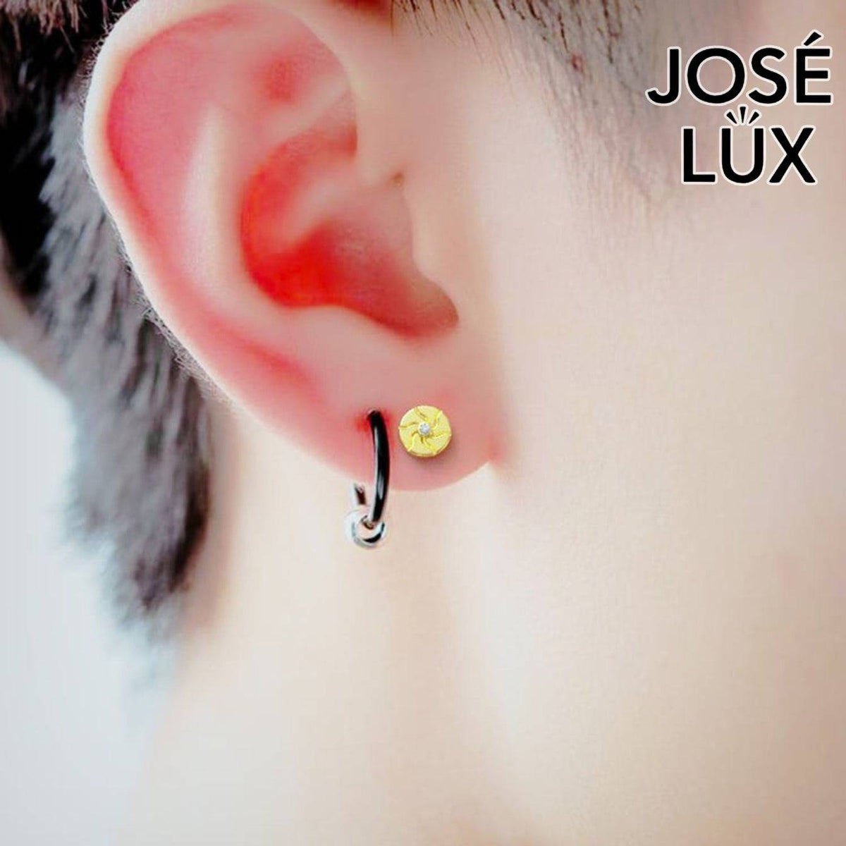 Handmade Men’s Sun Stud Earrings – 10K & 14K Gold Moissanite (Single or Pair)