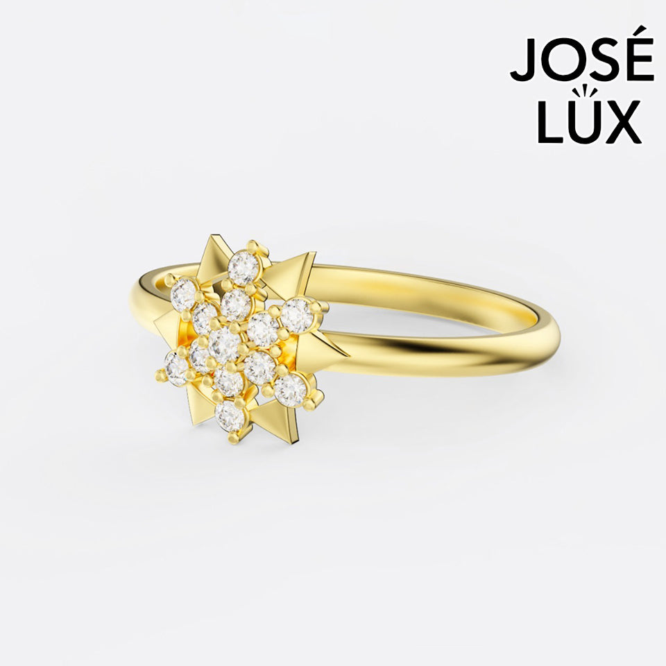 Handmade Moissanite Star Cluster Ring — 10K & 14K Gold, GRA Certified Moissanite